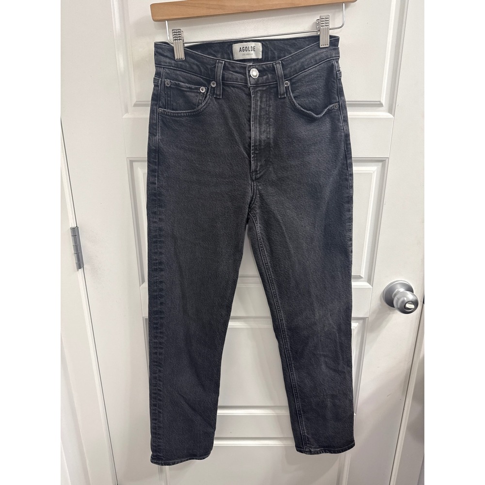 AGOLDE Wilder High Rise Straight Leg Crop Jeans Faded Black Size 24